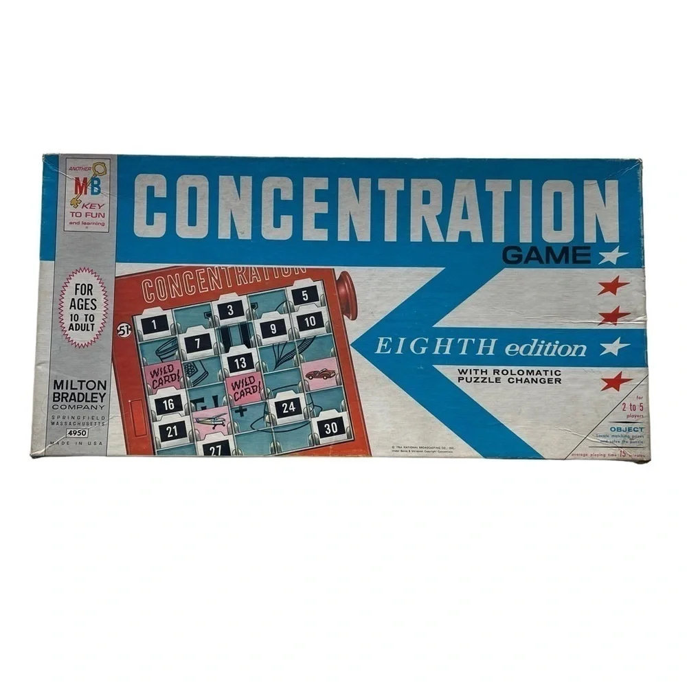 Milton Bradley CONCENTRATION Game with Rolomatic Puzzle Changer 1964 8th edition